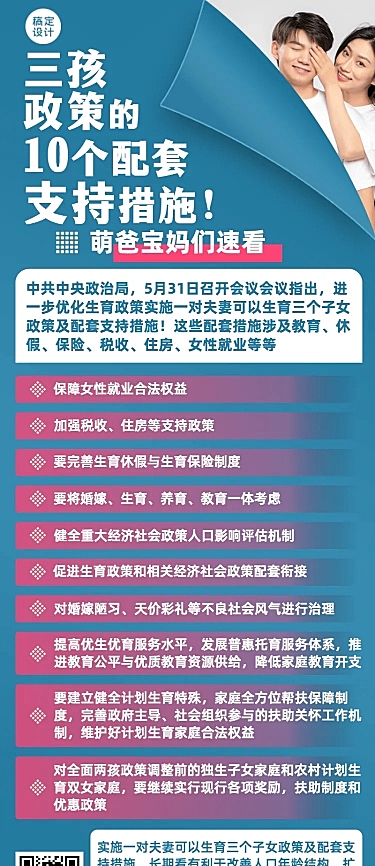 三孩政策知识科普长图海报
