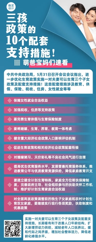 三孩政策知识科普长图海报