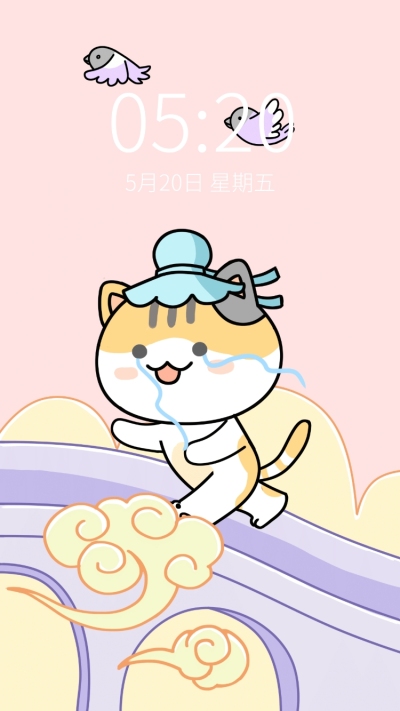 手绘牛郎织女可爱七夕情侣壁纸