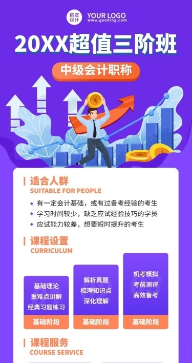 职业教育中级会计职称招生长图海报