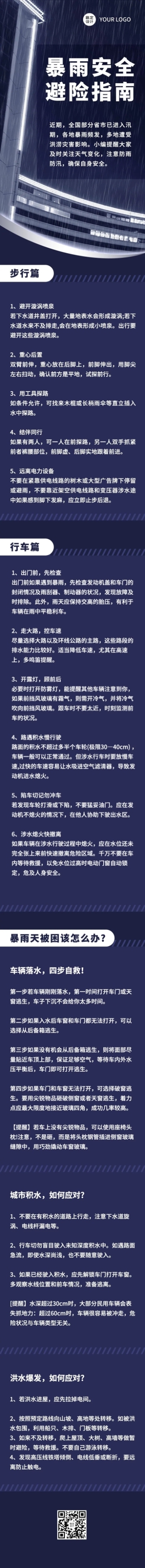 暴雨安全避险指南知识科普文章长图预览效果