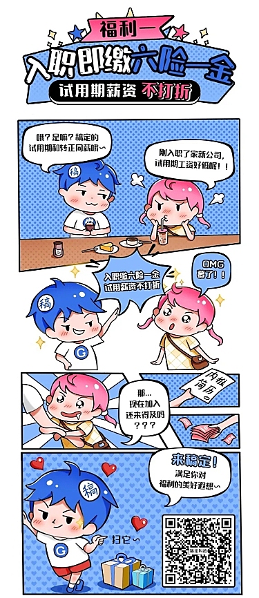 企业商务求职招聘卡通长图海报