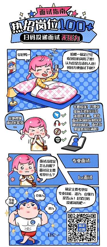 企业商务求职招聘卡通长图海报