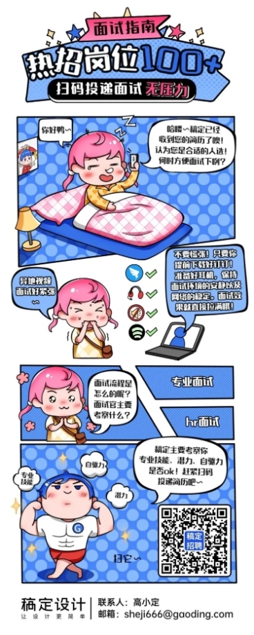 企业商务求职招聘卡通长图海报预览效果