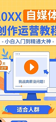自媒体运营知识付费招生长图海报