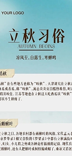 立秋节气习俗知识科普长图海报