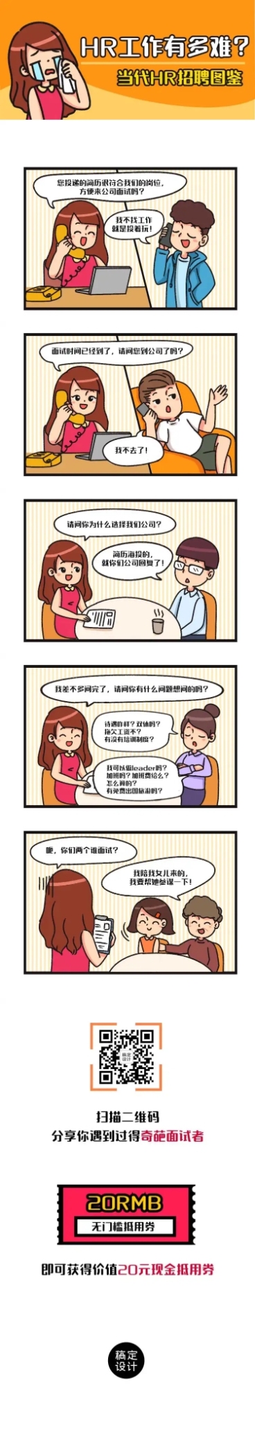 当代HR招聘图鉴职场趣事长图条漫预览效果