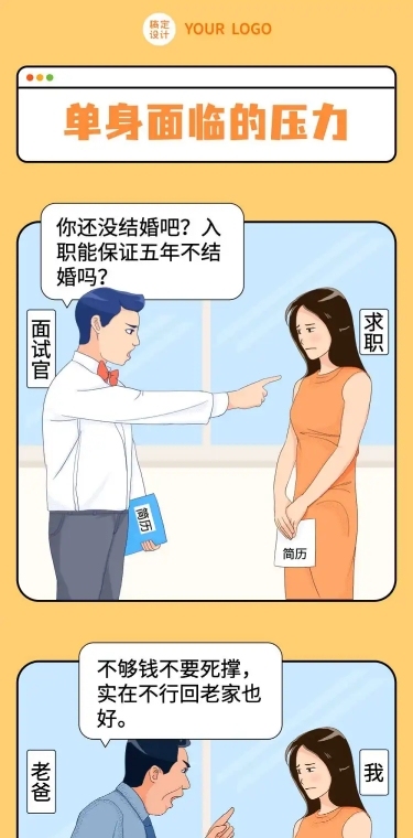 单身社会压力职场家庭长图条漫