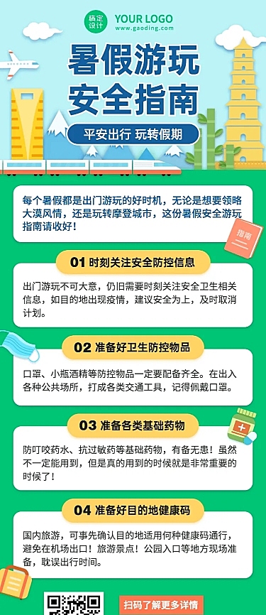 暑期旅游知识科普长图海报