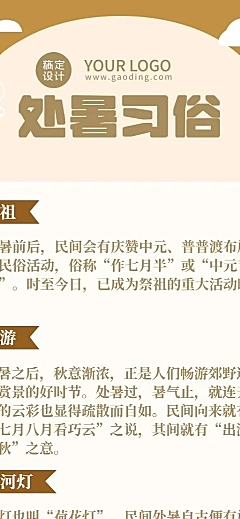 处暑节气习俗科普长图海报