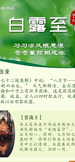 白露节气习俗科普长图海报
