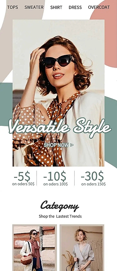 H5长页简约跨境电商女装店铺首页