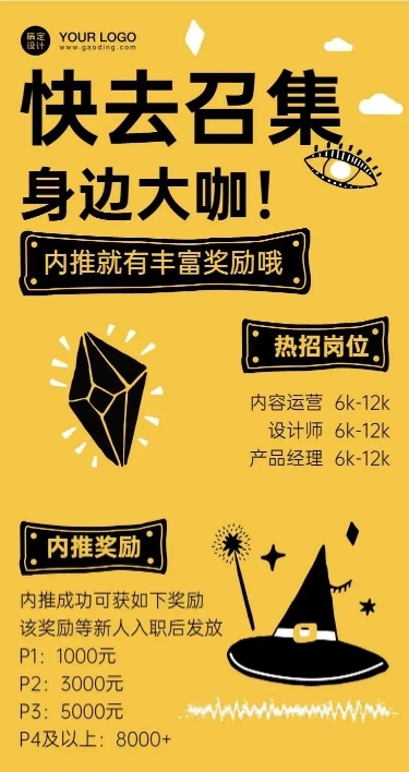H5长页简约创意企业招聘内推通知