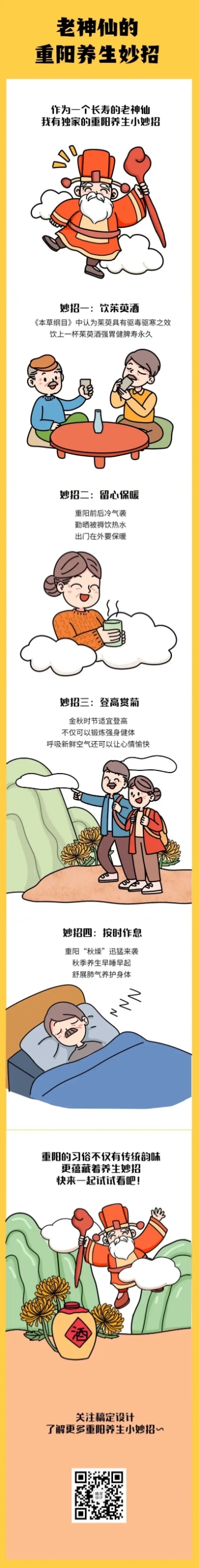 重阳节节日趣味科普卡通手绘长图条漫预览效果