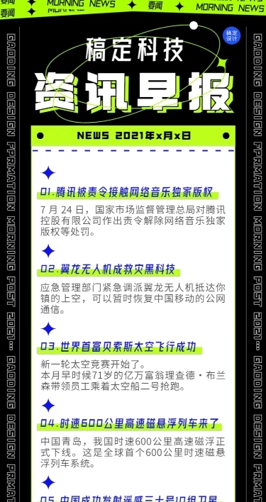 日报早报资讯快报文字边框长图海报