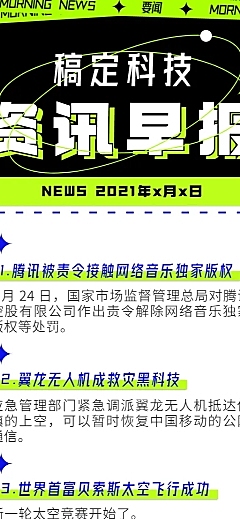 日报早报资讯快报文字边框长图海报