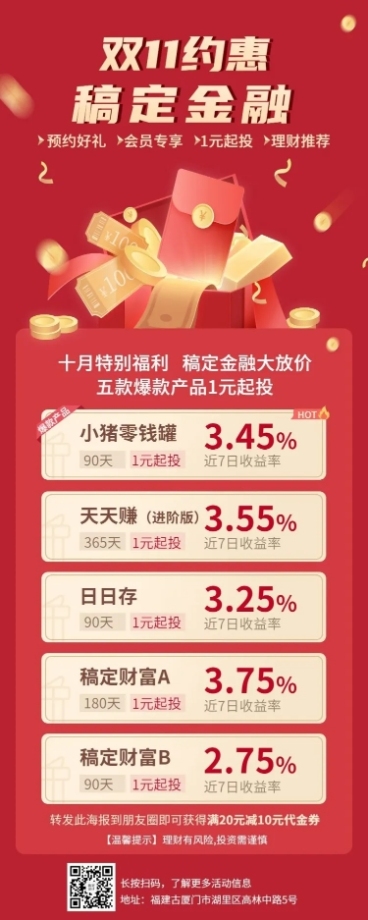 双十一金融转发活动长图海报预览效果