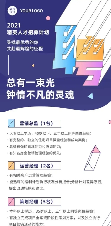 H5长页简约精英人才招募计划