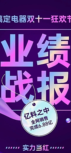 双十一销售业绩战报喜报活动总结报告文章长图