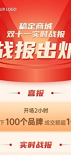 双十一销售业绩战报喜报活动总结报告长图