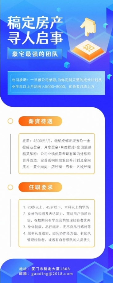 稿定房产寻人启事招聘长图预览效果