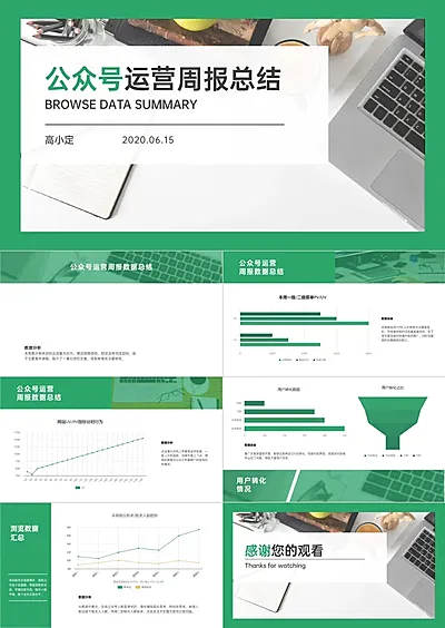 公众号运营周报总结数据图表PPT