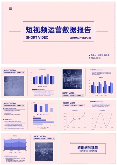 短视频运营数据报告数据图标PPT
