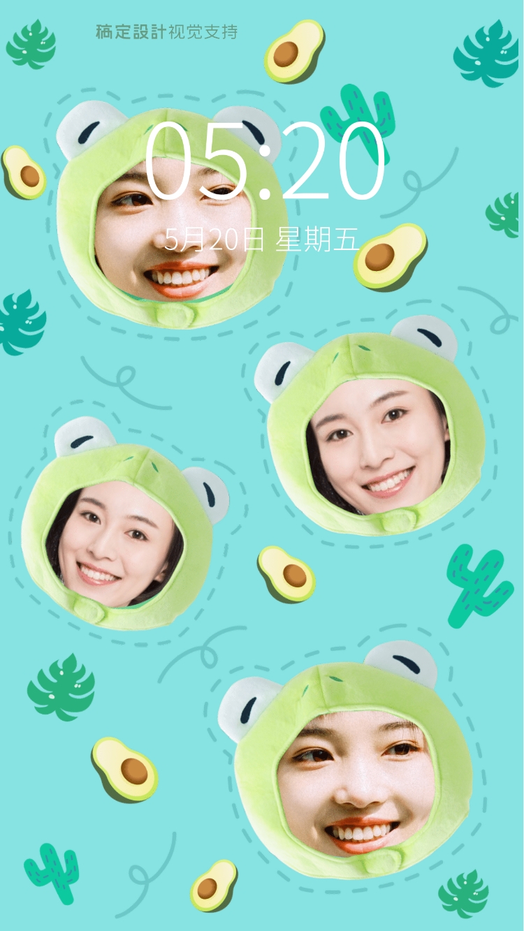 可爱青蛙头套手机壁纸预览效果