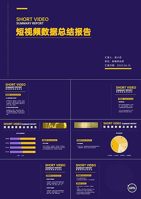 短视频数据总结报告数据图表PPT