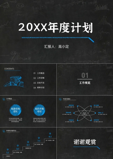 黑板报年终总结PPT预览效果