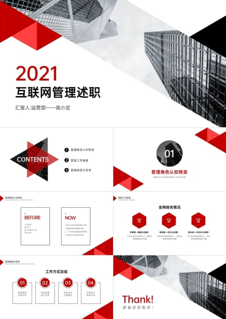 互联网年度管理述职PPT预览效果