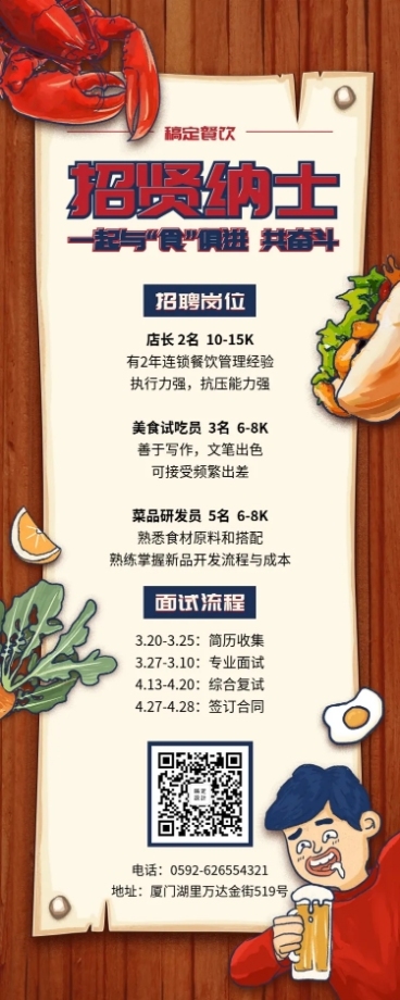 餐饮店招贤纳士招聘长图预览效果
