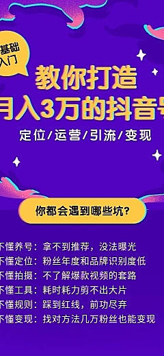 抖音运营教程长图海报