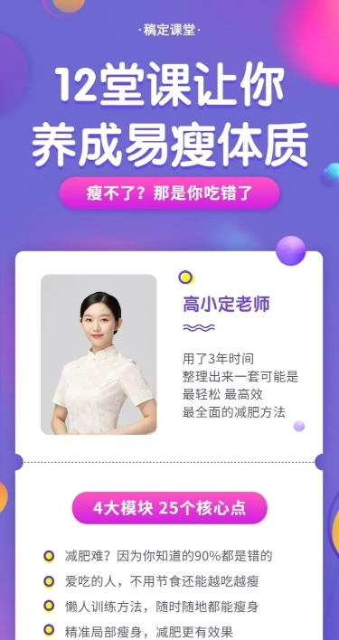 7天养成易瘦体质长图海报