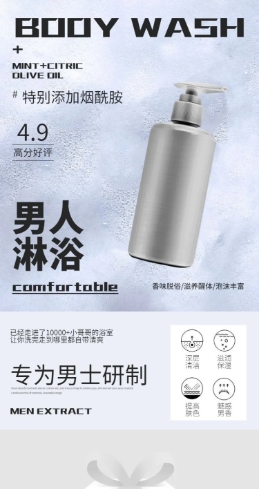 洗护用品男士沐浴露详情页