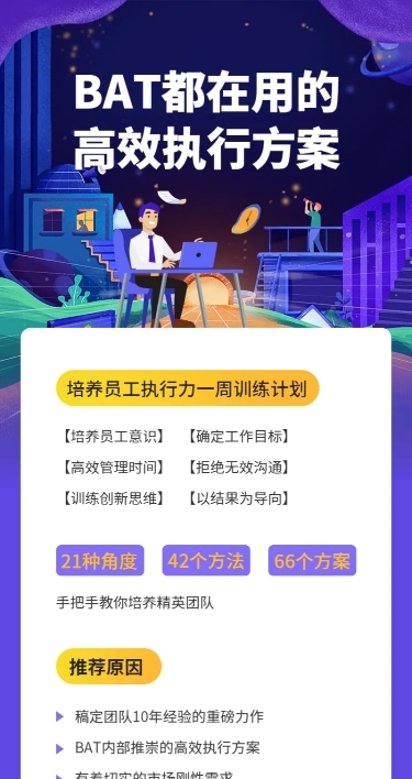 商务管理高效执行课程介绍长图海报