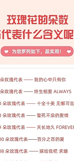 花店玫瑰朵数鲜花花语百科知识海报