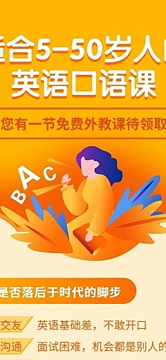 英语口语课长图海报