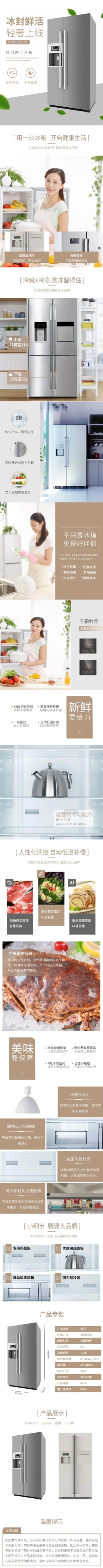 简约家电电冰箱详情页预览效果