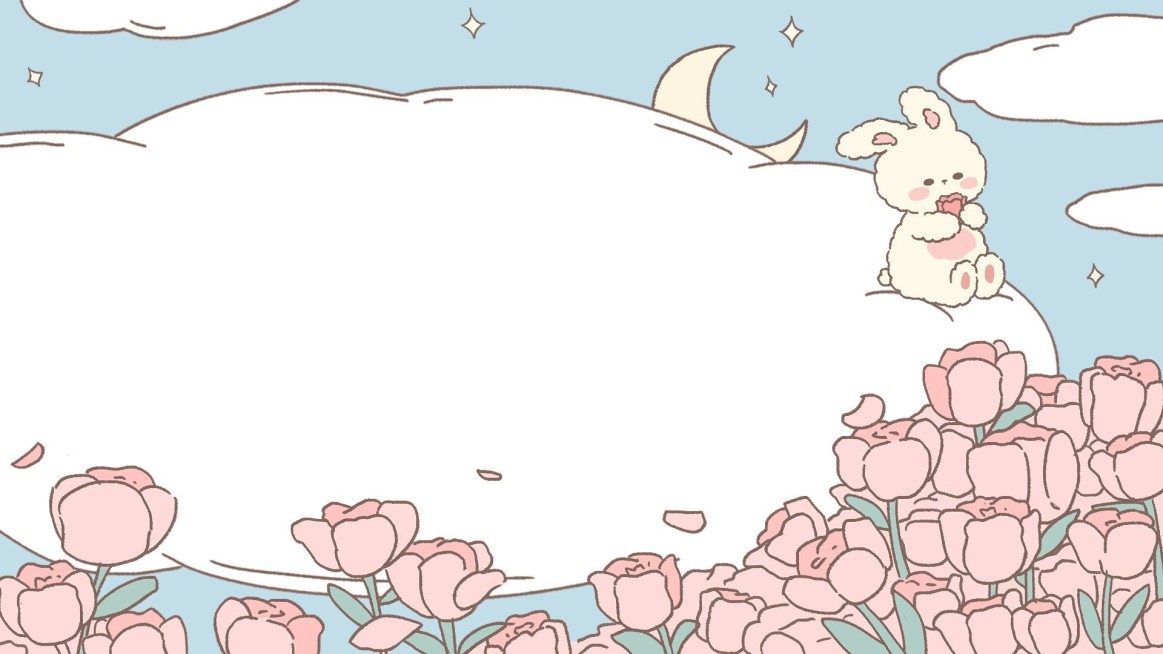 唯美兔子花卉插画电脑分区壁纸预览效果