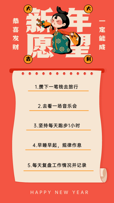 兔年新年愿望清单手账预览效果