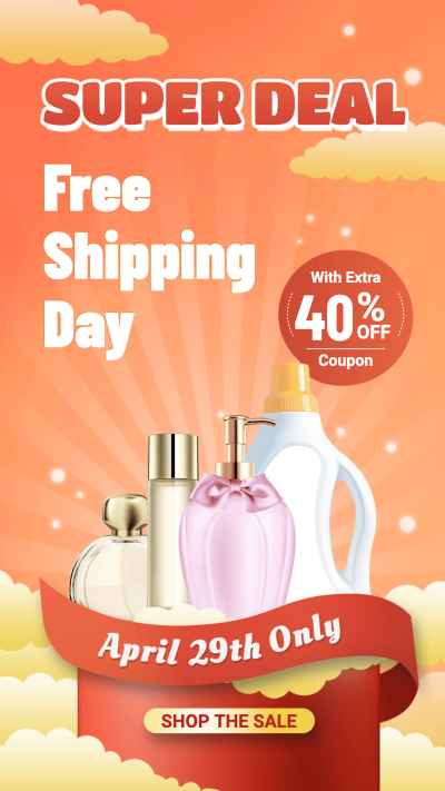 Radial Line Free Delivery Day Home Cleaning Products Sale Promotion Ecommerce Story