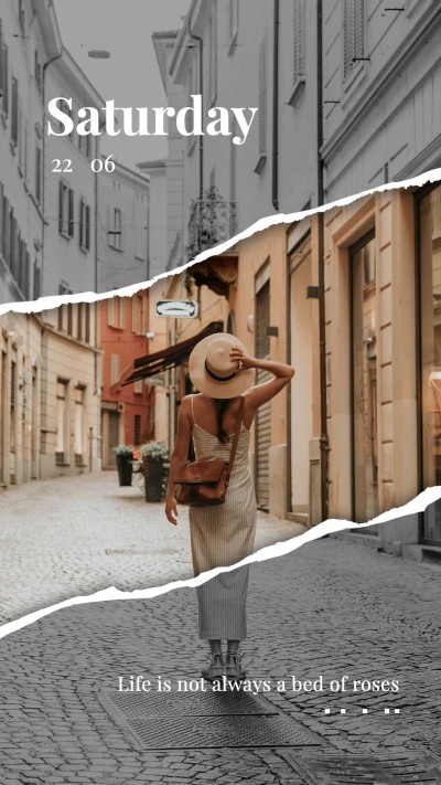 Literary Paper Tearing Frame Woman Life Record Instagram Story