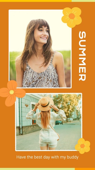 Fresh Hand Painted Flowers Element Dress Woman Summer Memories Instagram Story