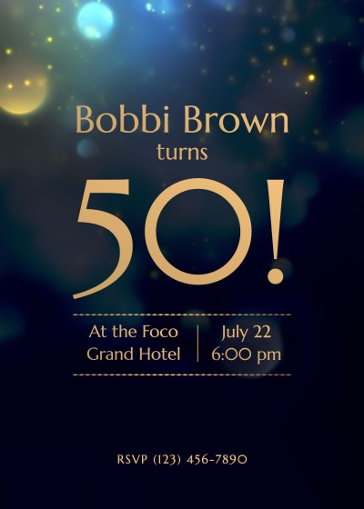 Luxury Dotted Line Element Gold Text 50th birthday party invitation Letter