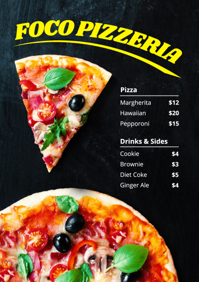 Fashion White Line Element Italian Pizza Restaurant Promo Menu
