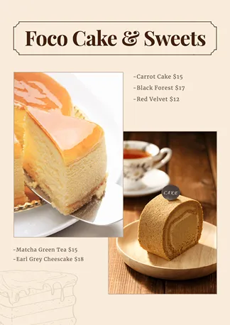 bakery shop pastry dessert cake menu templates