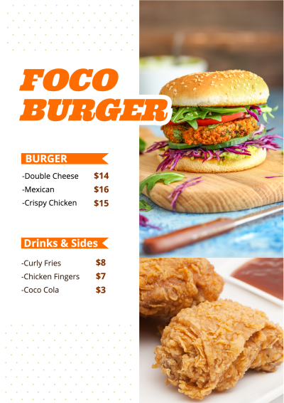 Fashion Style Dot Element Burger Restaurant Promo Menu