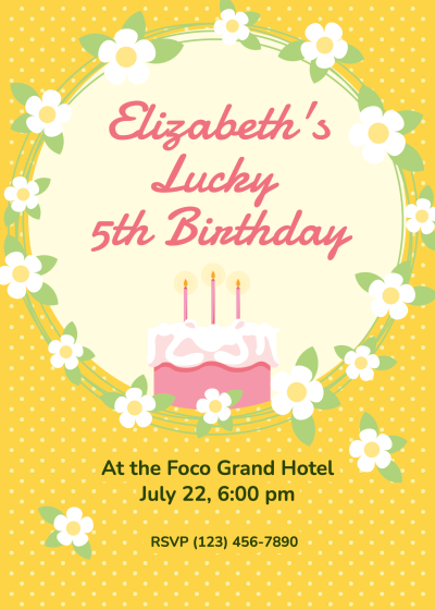 5th birthday Invitation