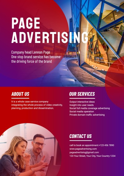 Fashion Red Circle Pattern Digital Advertising Design Company Business Flyer
